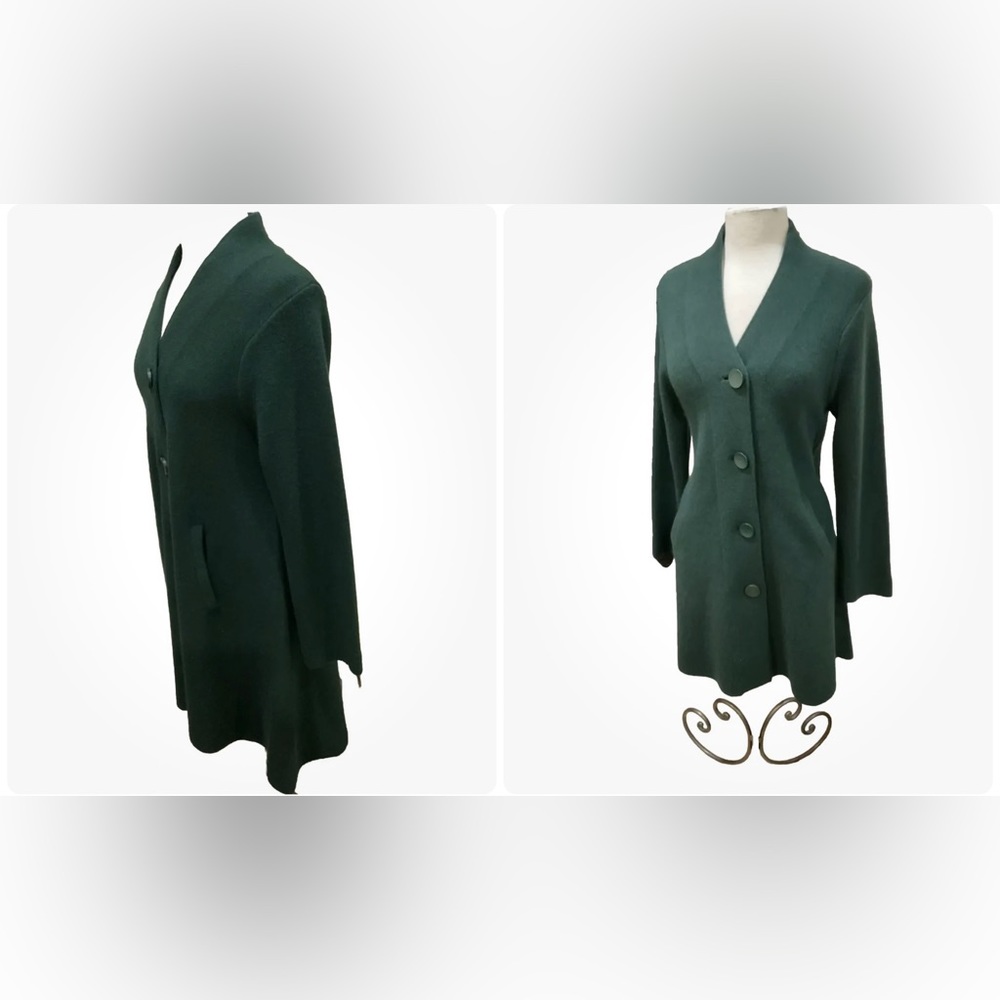 SOLD, LINDI Green Coat High Low Style Wool women’s Size Medium NWT